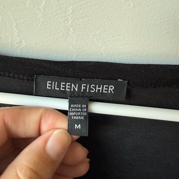 Eileen Fisher Women's Black Lagenlook Tunic Assymetric Blouse - Picture 3 of 4